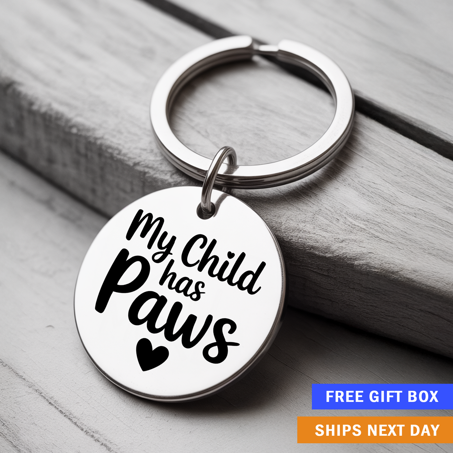 My Child Has Paws Keychain | Funny Pet Lover Gift for Dog or Cat Moms and Dads