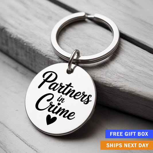 Partners in Crime Keychain | Funny Best Friend or Couple Gift
