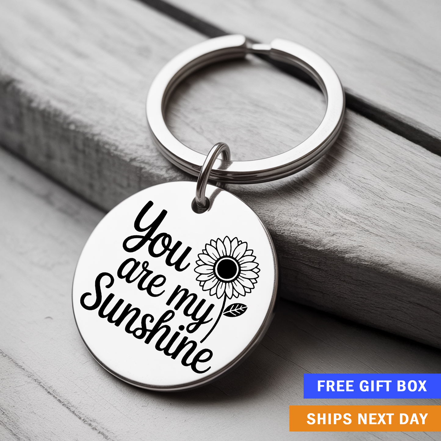 You Are My Sunshine Keychain | Sentimental Gift with Sunflower Engraving