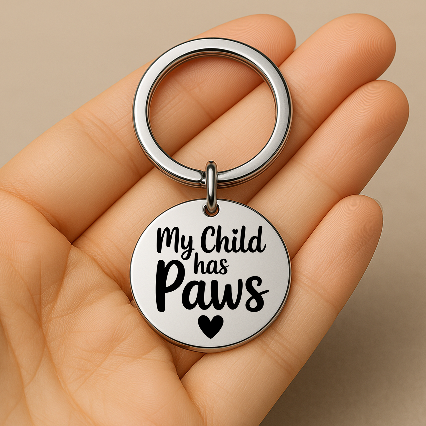 My Child Has Paws Keychain | Funny Pet Lover Gift for Dog or Cat Moms and Dads