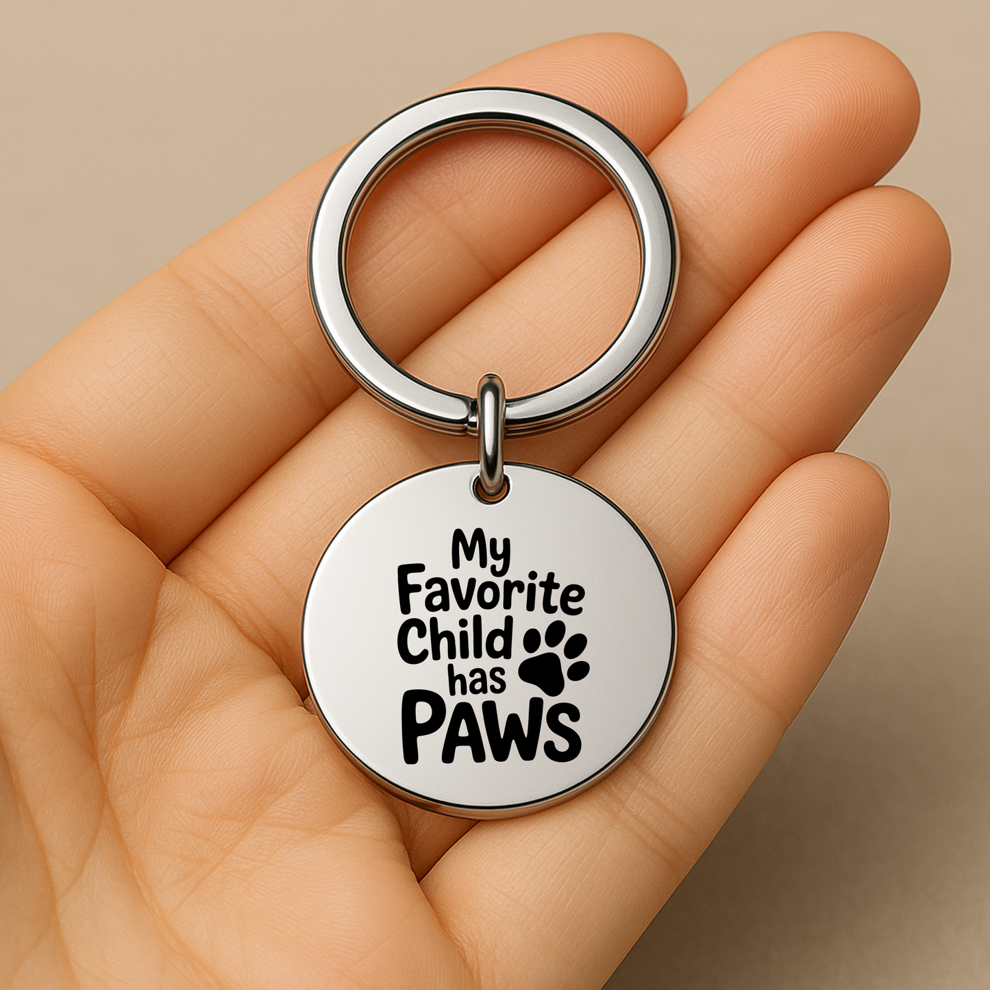 My Favorite Child Has Paws Keychain | Funny Gift for Pet Owners, Dog Moms & Cat Dads