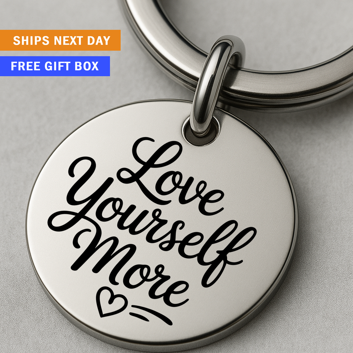 Love Yourself More Keychain | Motivational Self-Care Gift for Mental Health and Confidence