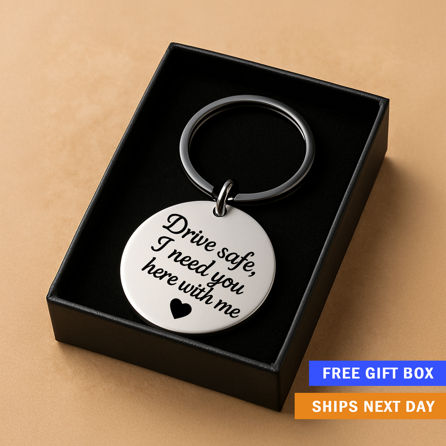 Drive Safe, I Need You Here With Me Keychain | Romantic Sentimental Gift for Loved Ones on the Go