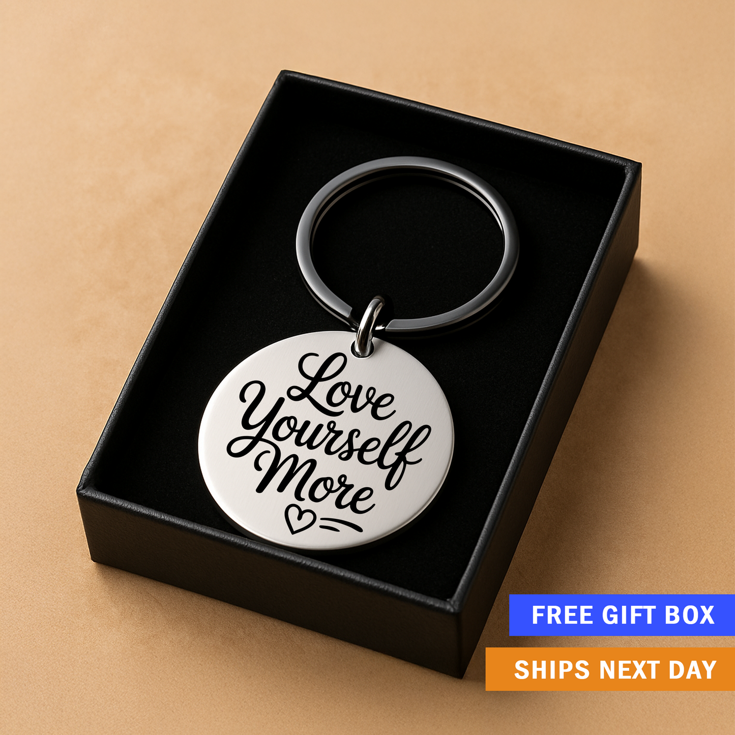 Love Yourself More Keychain | Motivational Self-Care Gift for Mental Health and Confidence