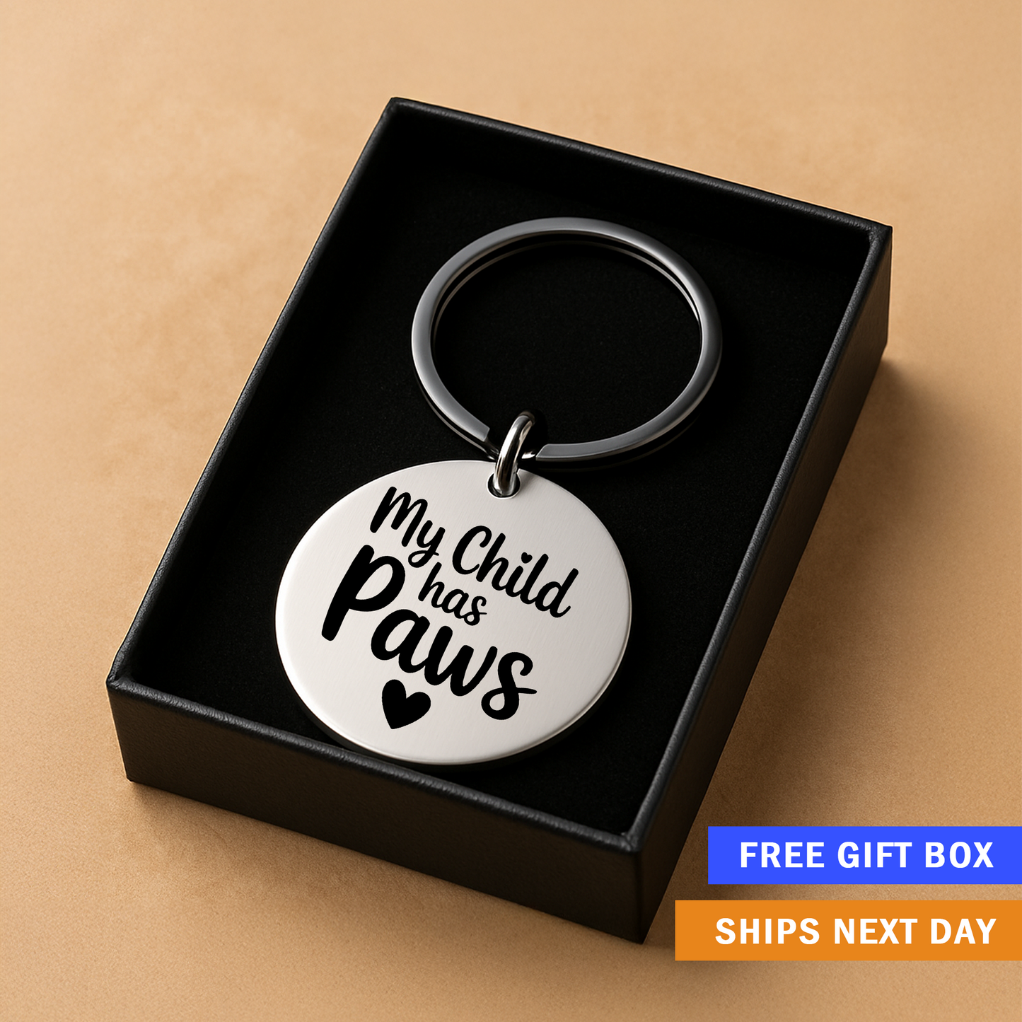 My Child Has Paws Keychain | Funny Pet Lover Gift for Dog or Cat Moms and Dads